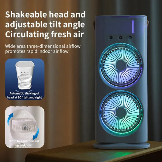 Double Fan Portable AC - 360°Adjustment & USB Powered