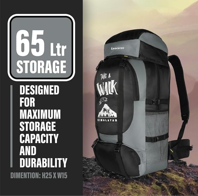 60L Hiking Backpack for Men & Women | Waterproof Trekking Rucksack with Shoe Compartment, Rain Cover, Waist Belt, & Multiple Pockets – Travel, Camping, Outdoor Bag