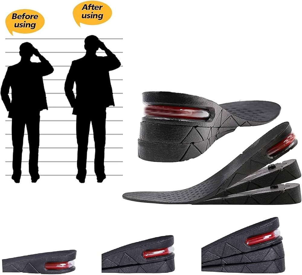 Height Increase insoles Form Full Length Regular Shoe Insole (Black)