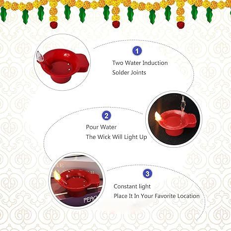 Water Sensor LED Light Diyas for Home Decoration, Floating Electric Flameless & Smokeless Candle for Home Decor, Diwali Festivals Decoration, Christmas, New Year Home Decor (Pack of 6)