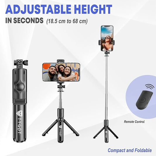 Bluetooth Extendable Selfie Sticks with Wireless Remote and Tripod Stand, 3-in-1 Multifunctional Selfie Stick with Tripod Stand Compatible with iPhone/OnePlus/Samsung/Oppo/Vivo and All Phones