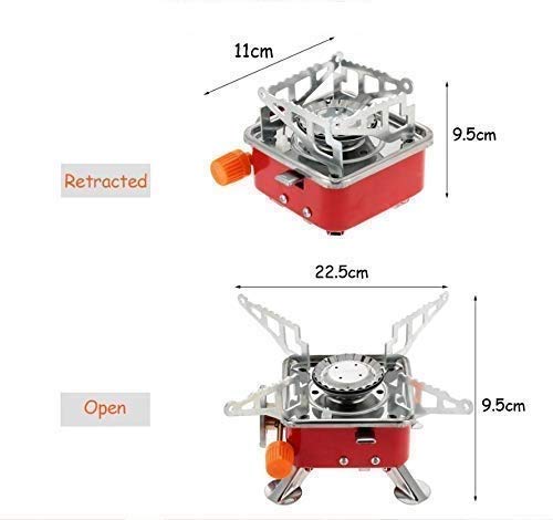 Camping Stove Gas Stove Folding Furnace Portable Square-Shaped Gas Butane Burner Camping Picnic Folding Stove Camping Hiking Picnic Cookout, Alloy Steel