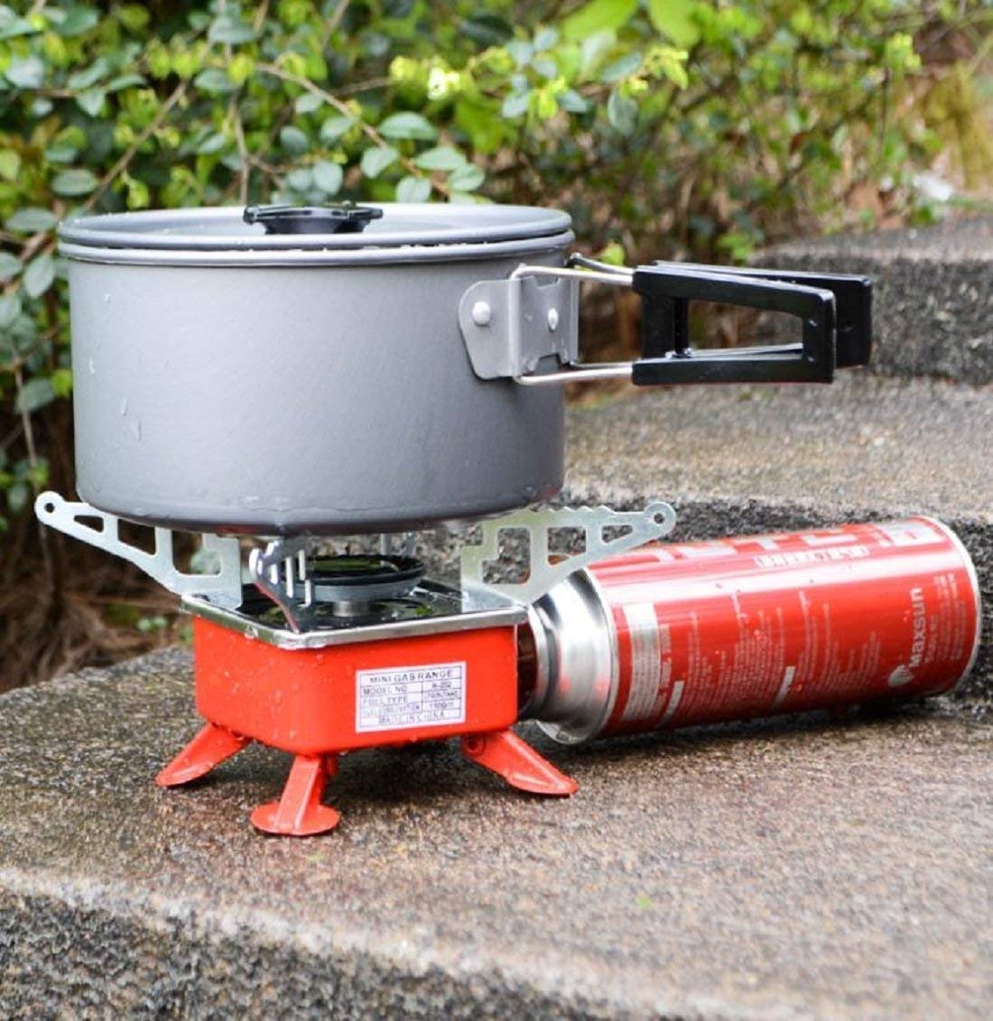 Camping Stove Gas Stove Folding Furnace Portable Square-Shaped Gas Butane Burner Camping Picnic Folding Stove Camping Hiking Picnic Cookout, Alloy Steel
