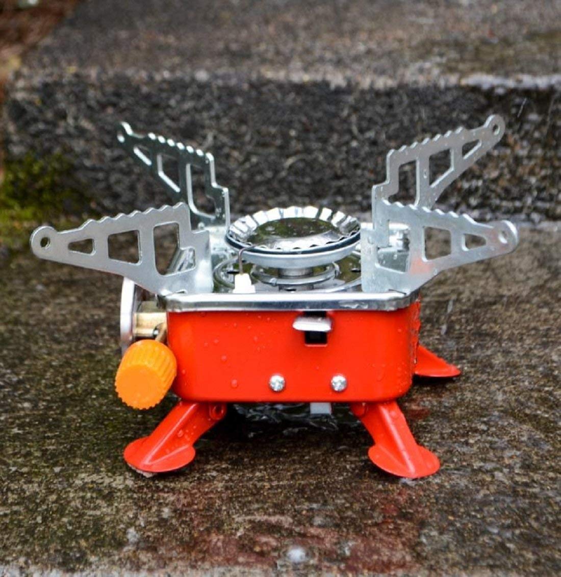 Camping Stove Gas Stove Folding Furnace Portable Square-Shaped Gas Butane Burner Camping Picnic Folding Stove Camping Hiking Picnic Cookout, Alloy Steel