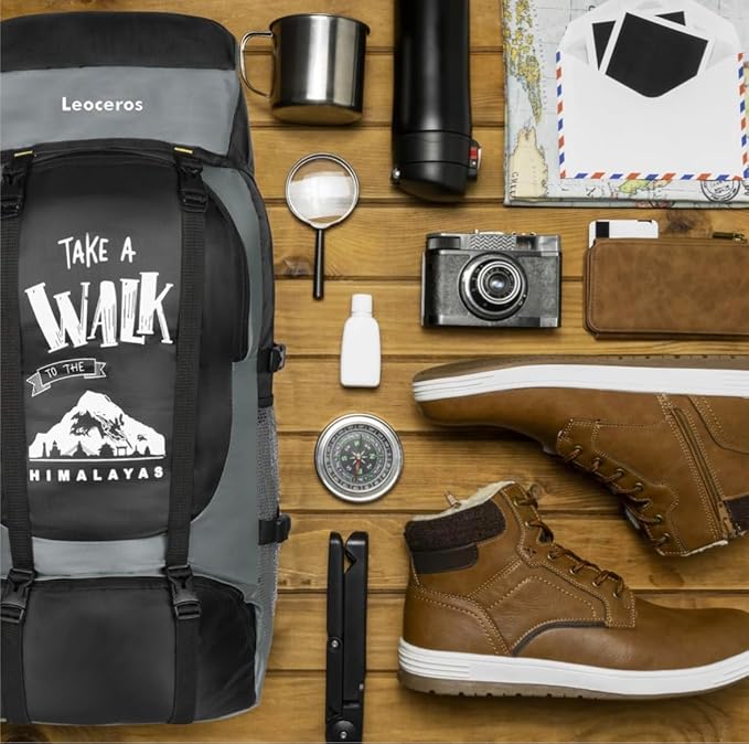 60L Hiking Backpack for Men & Women | Waterproof Trekking Rucksack with Shoe Compartment, Rain Cover, Waist Belt, & Multiple Pockets – Travel, Camping, Outdoor Bag