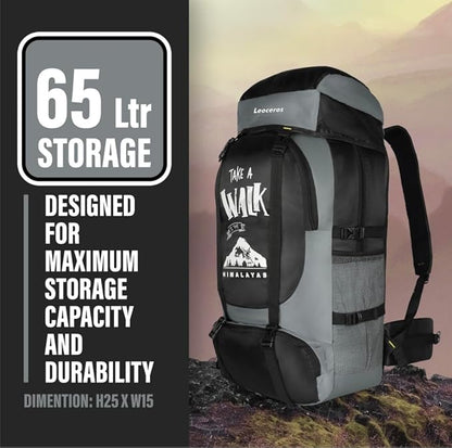 60L Hiking Backpack for Men & Women | Waterproof Trekking Rucksack with Shoe Compartment, Rain Cover, Waist Belt, & Multiple Pockets – Travel, Camping, Outdoor Bag