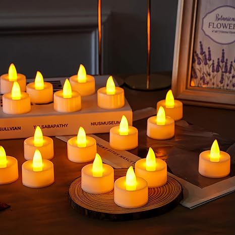 Amster Electric Tea Lights - Realistic Flameless LED Tealight Candles with Warm White Light for Home Décor, Wedding, Party, Diwali, Ganpati, Navratri, Anniversary Decor (Pack of 6)