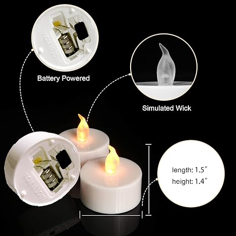 Amster Electric Tea Lights - Realistic Flameless LED Tealight Candles with Warm White Light for Home Décor, Wedding, Party, Diwali, Ganpati, Navratri, Anniversary Decor (Pack of 6)
