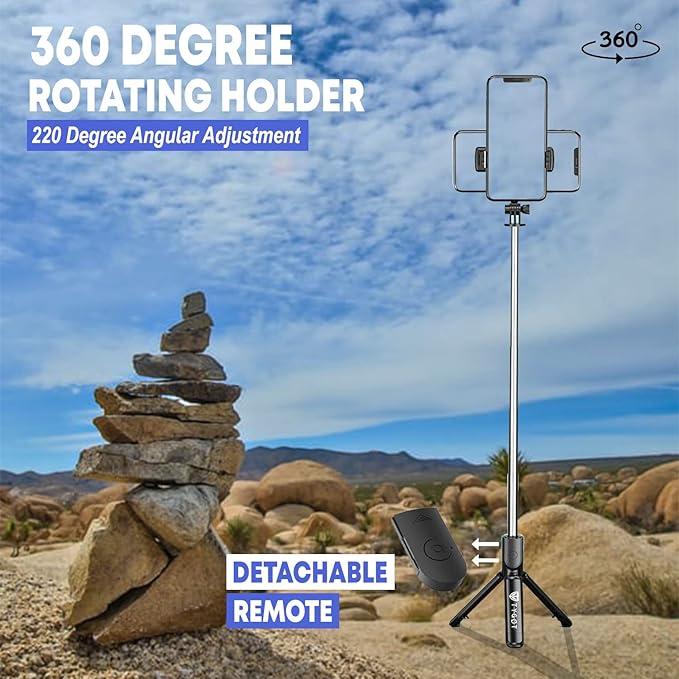 Bluetooth Extendable Selfie Sticks with Wireless Remote and Tripod Stand, 3-in-1 Multifunctional Selfie Stick with Tripod Stand Compatible with iPhone/OnePlus/Samsung/Oppo/Vivo and All Phones