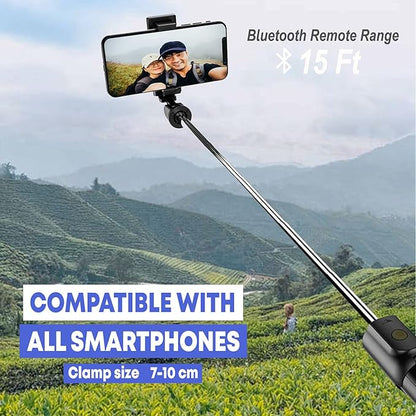 Bluetooth Extendable Selfie Sticks with Wireless Remote and Tripod Stand, 3-in-1 Multifunctional Selfie Stick with Tripod Stand Compatible with iPhone/OnePlus/Samsung/Oppo/Vivo and All Phones
