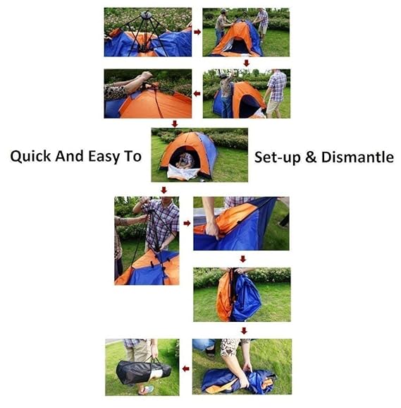 Picnic Hiking Camping Portable Waterproof Dome Tent for 2 Person Waterproof with Bag