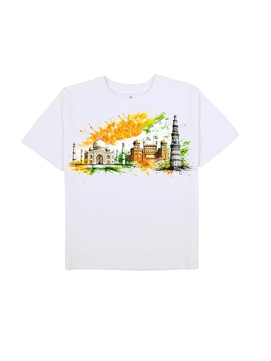 Kiddopanti Unisex Freedom Printed Drop Shoulder Half Sleeve Round Neck Tee